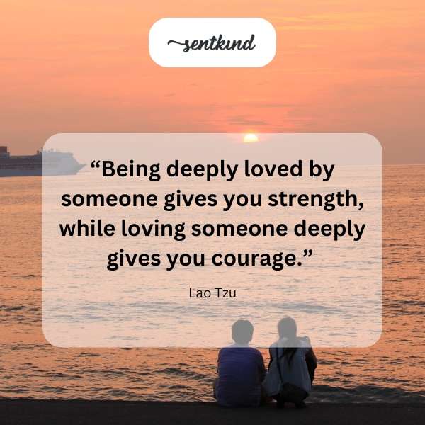 Text overlay on a nature scene with a quote about love and strength.
