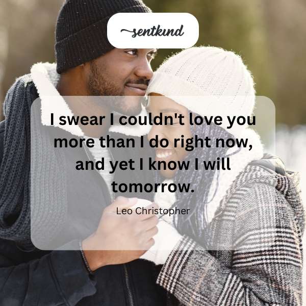A couple embracing, symbolizing growing love.