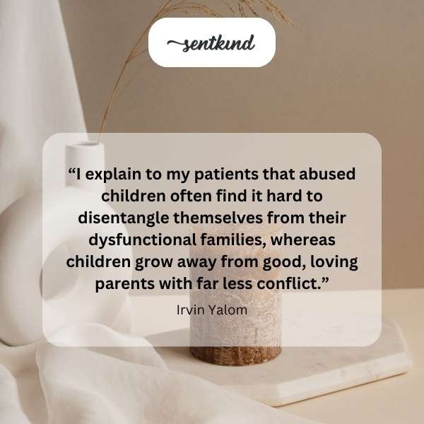 An image showing family members seated together but looking away from each other with tense postures, symbolizing a lack of connection and unresolved issues.