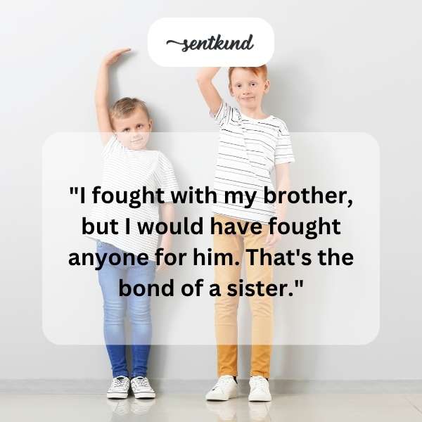 A photo shows two siblings sharing a knowing smile that suggests a deep, shared understanding.