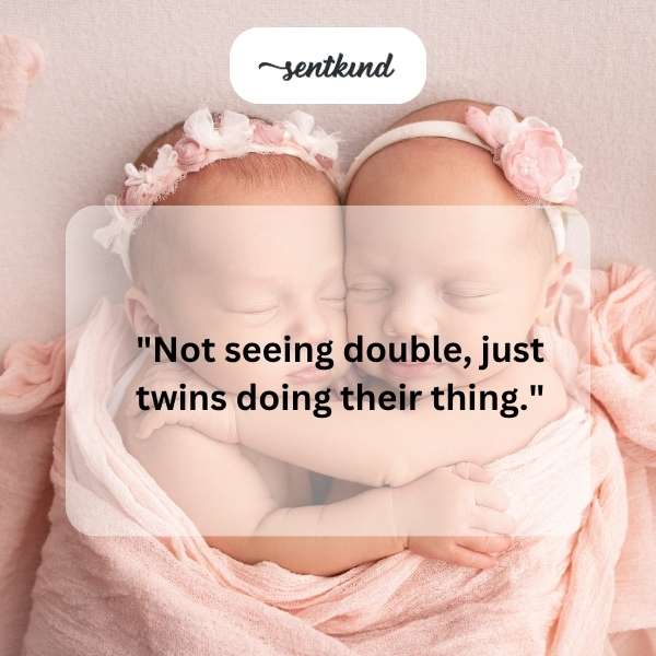 Two identical twins are interacting playfully.