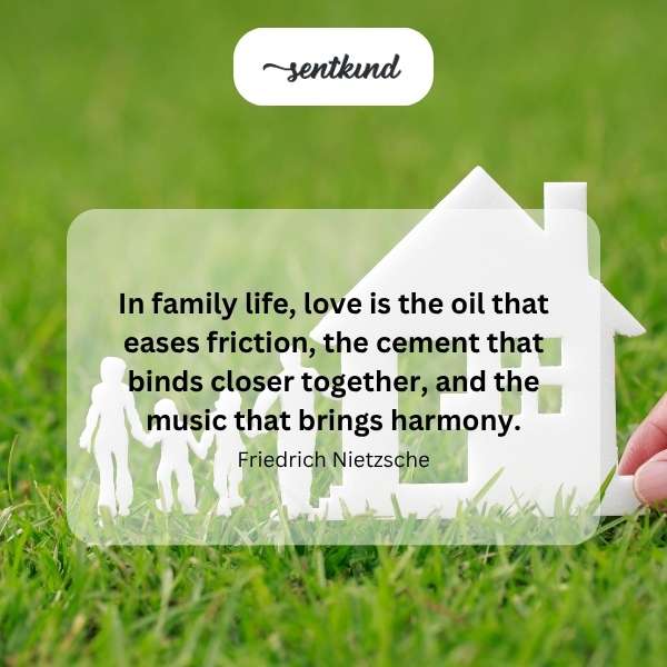 A diverse family is depicted holding hands, symbolizing love and unity.