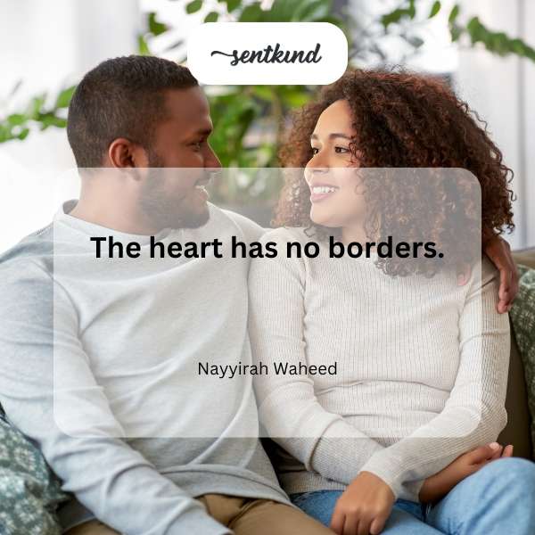 A world map is depicted with interconnected hearts replacing traditional borders.