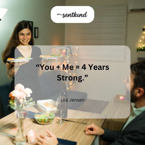 A couple celebrates their four-year anniversary.