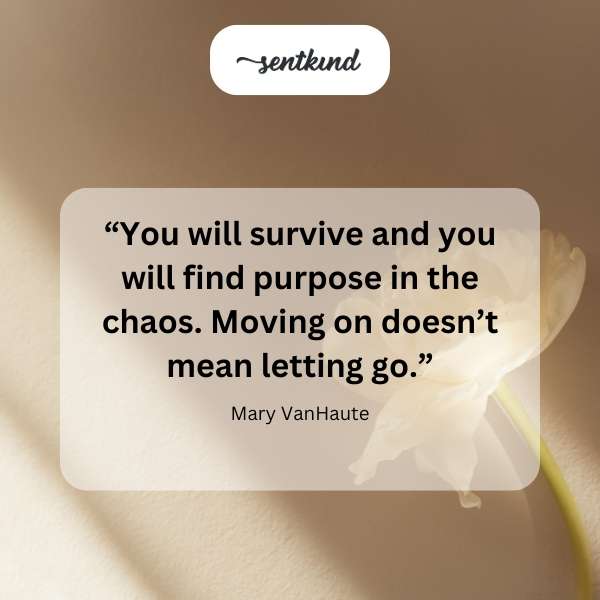 Inspirational quote about survival and finding purpose amidst chaos.