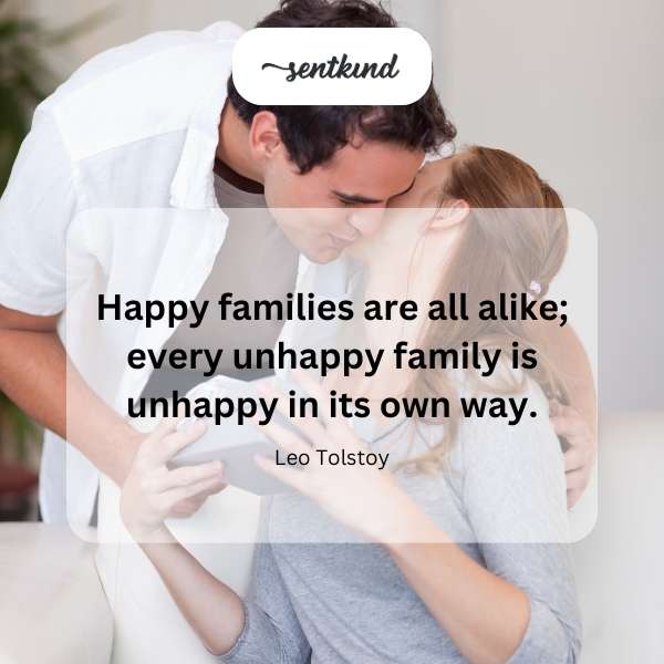 A diverse group of families, some smiling and connected, others appearing distant and in conflict, are arranged in a collage.