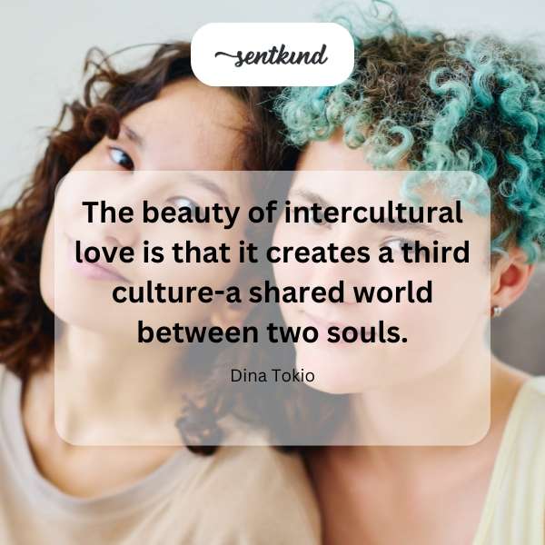 Intertwined hearts symbolize intercultural love and shared experiences.