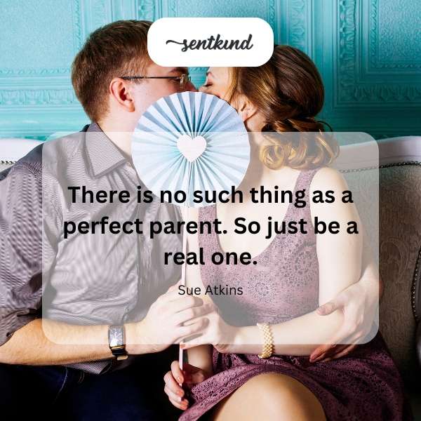 A comforting message about imperfect parenting displayed on a calming background.