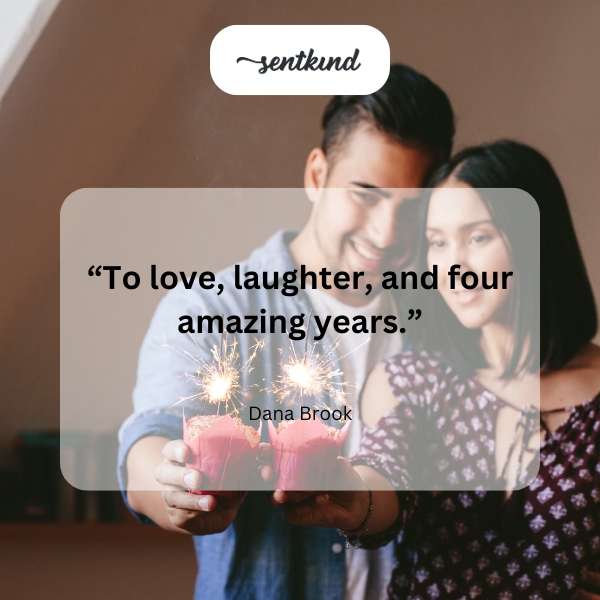 A couple embraces, celebrating their anniversary.