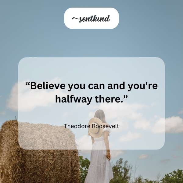 Inspirational text against a sunrise background conveys a motivational message.