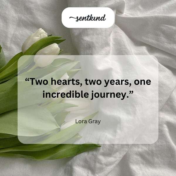 Two intertwined hearts symbolize a two-year anniversary.
