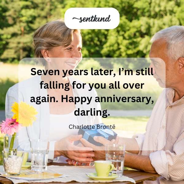 An anniversary card with a romantic quote.