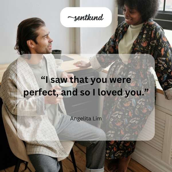 A person gazes at another with admiration.
