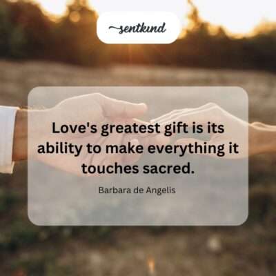 Two hands gently holding a small, ordinary object bathed in warm, soft light, symbolizing how love elevates the mundane.