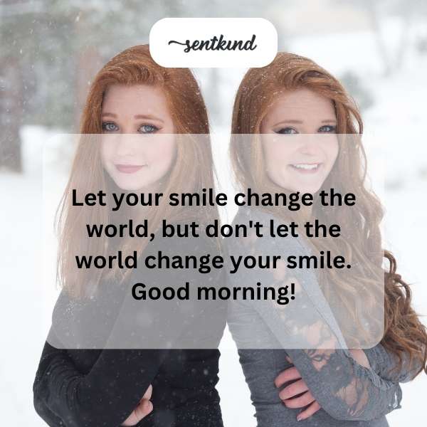 Smiling person with a positive aura, possibly against a sunrise background.