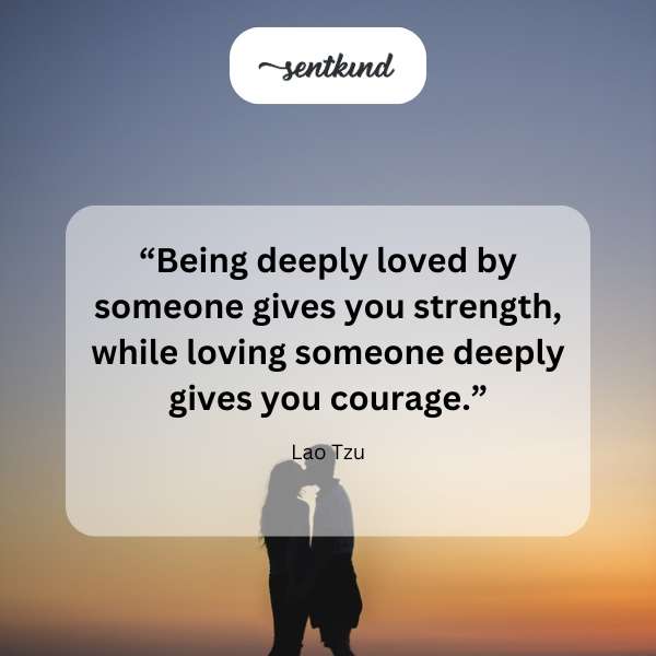 Quote about love and courage on a textured background.