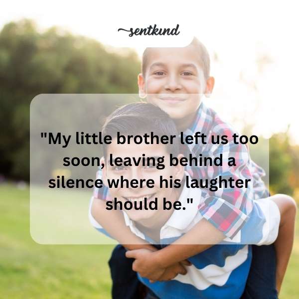 An older sibling sits alone, quietly holding a framed photograph of a smiling young boy.