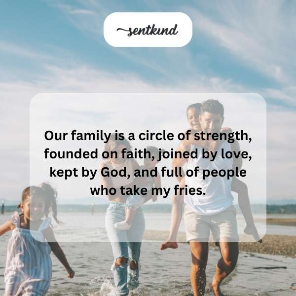 A large, diverse family gathers closely, laughing and talking.