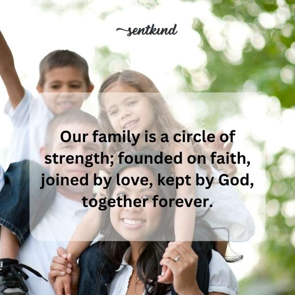 A family holding hands in a circle, symbolizing unity and strength.