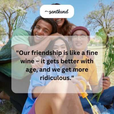 A small group of three friends stand close together with determined expressions, suggesting their tight-knit bond and unified purpose.
