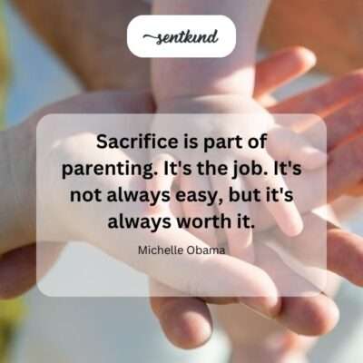 A parent gently holds a sleeping child, bathed in soft evening light, depicting a moment of quiet sacrifice and love.