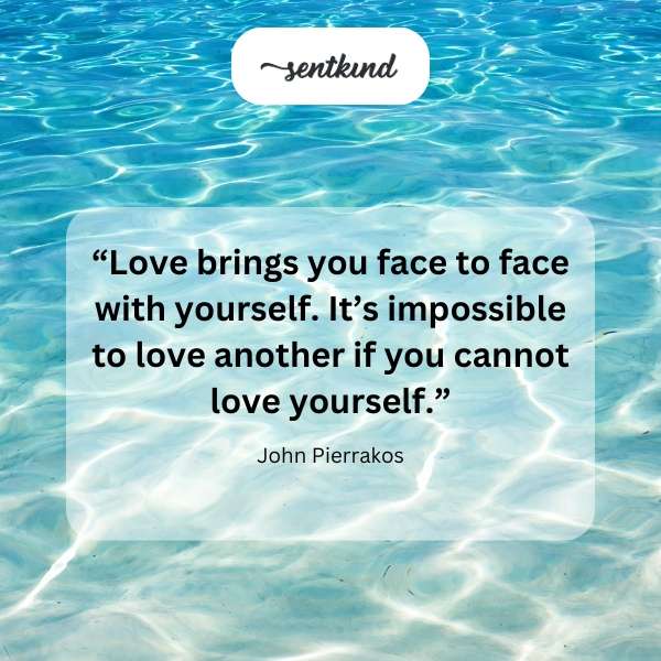 A reflective mirror shows a person embracing themselves.