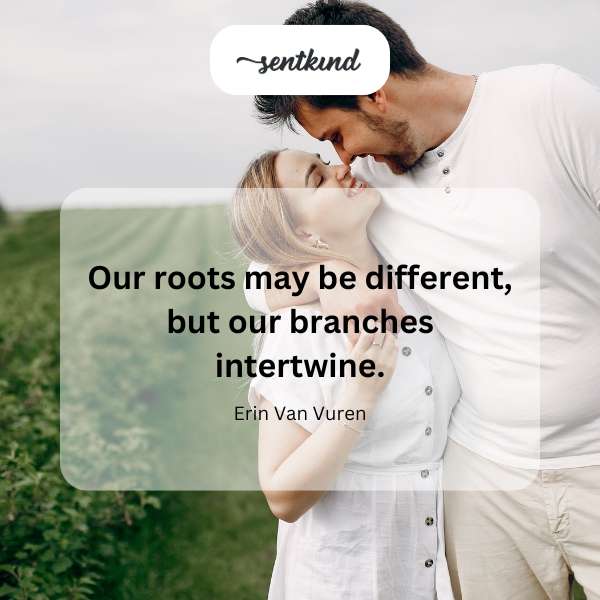 Intertwined tree branches symbolize unity and connection.