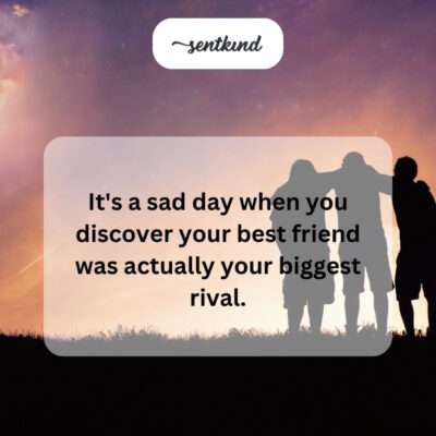 Sad discovery of best friend as rival.