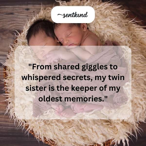 Two young women, presumably twins, are closely embracing and smiling at each other.