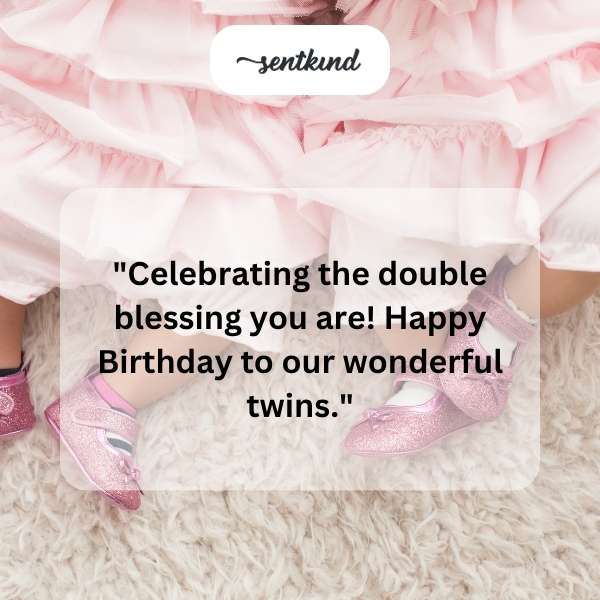A photo of two smiling children celebrating their birthday.