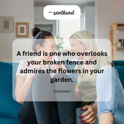 Friend admires garden.