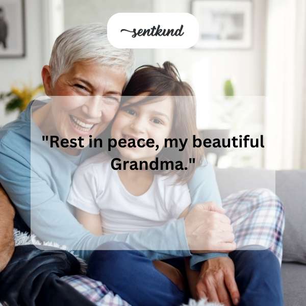A gentle close-up shows the peaceful face of an elderly woman resting comfortably.