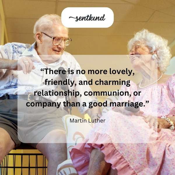 A couple smiles warmly at each other, symbolizing the beauty of marriage.