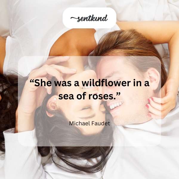 A single wildflower stands out amidst a field of red roses.