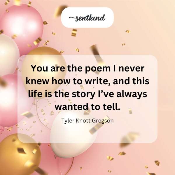 A handwritten quote on aged paper with soft, romantic lighting.