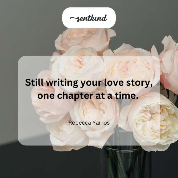 Open book with handwritten text about writing a love story.