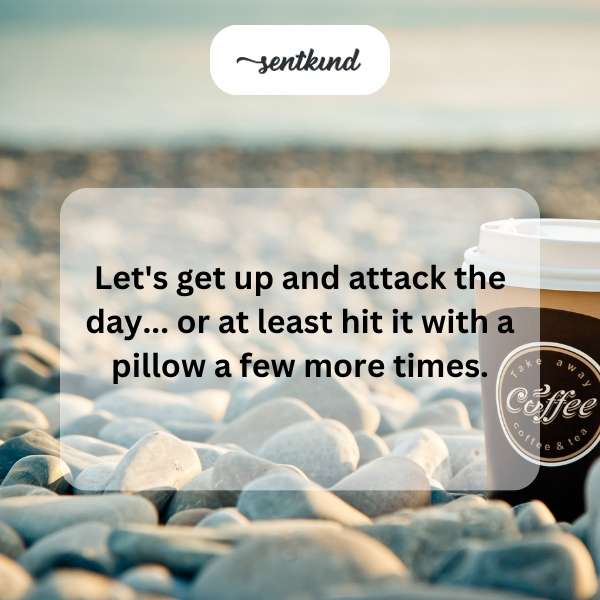 A person is bundled in blankets and surrounded by pillows, looking reluctant to get out of bed.