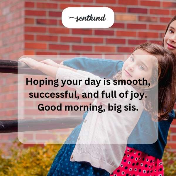 Text graphic wishing a big sister a smooth, successful, and joyful day.