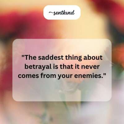 Betrayal's sadness from unexpected sources.