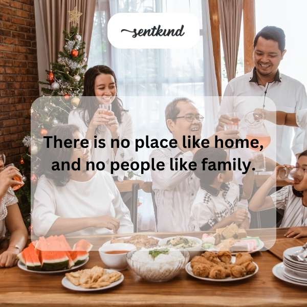 A warm, inviting home with a family gathered happily inside.