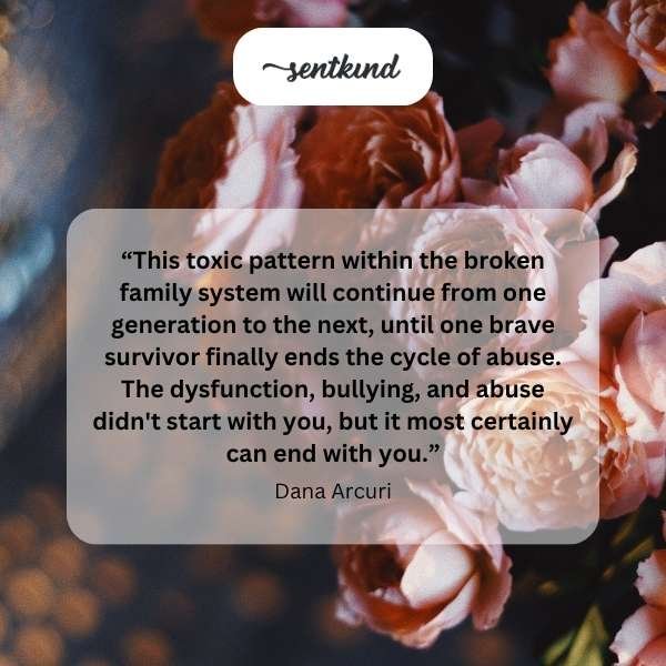 An abstract illustration depicts a single figure connected to a complex, tangled network of lines and shapes representing generational family history and dysfunction.