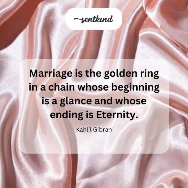 Golden ring entwined with an endless chain symbolizing marriage.