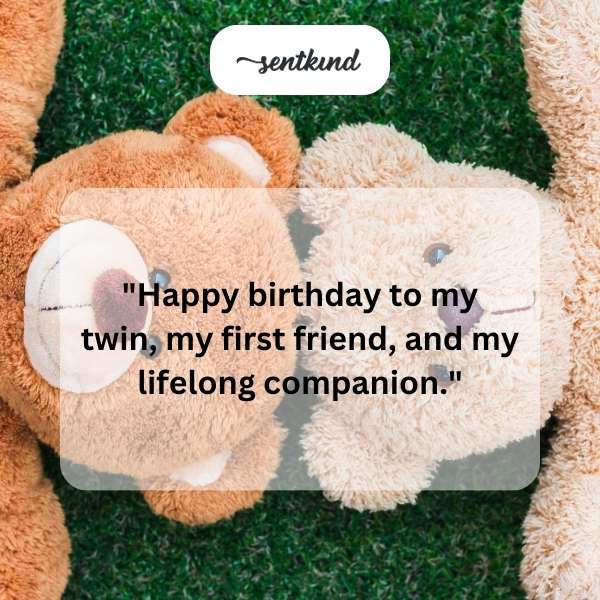 Two individuals, presumably twins, celebrating a birthday with cake and balloons.