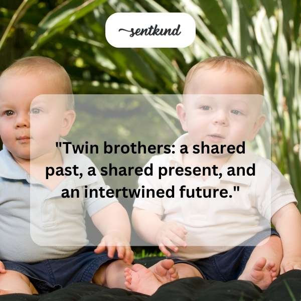 Two identical young men stand shoulder to shoulder, mirroring each other's pose.