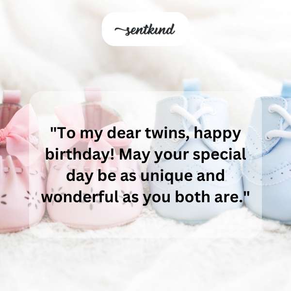 A birthday cake with two candles symbolizing twins.