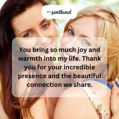 Thanking for joy, warmth, incredible presence.