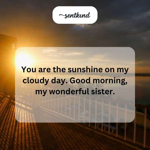 Two sisters are smiling warmly at each other in bright morning sunlight.