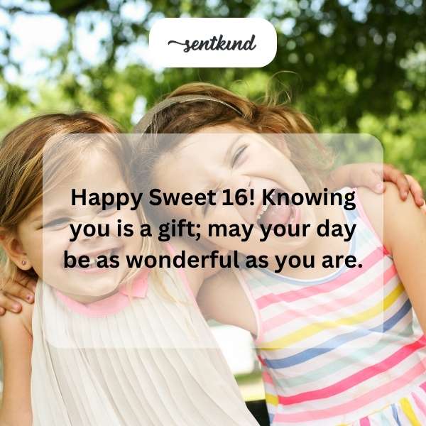 Celebrating a milestone 16th birthday with heartfelt wishes.