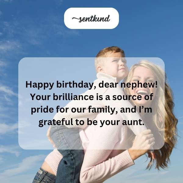Celebratory message for a nephew on his special day.