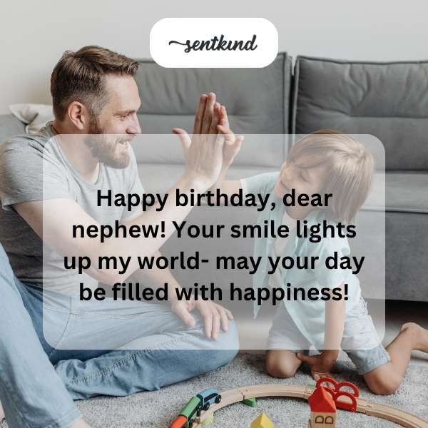 Heartfelt greetings for my nephew's special day.